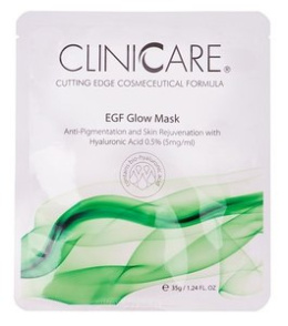 CLINICCARE EGF Glow Mask, Rozjaśniająca i odmładzająca maska do twarzy, cera z przebarwieniami i wrażliwa, 35g