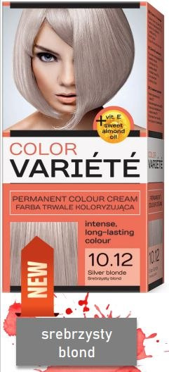 CHANTAL Color Variete, Trwale koloryzująca farba do włosów, 10.12 srebrzysty blond , 1 op.