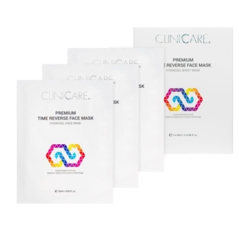 CLINICARE Premium Time Reverse Face Mask, Hydrożelowa maska w płacie, 3x25ml